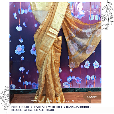 PURE CRUSHED TISSUE SILK SAREE USTSTES23189