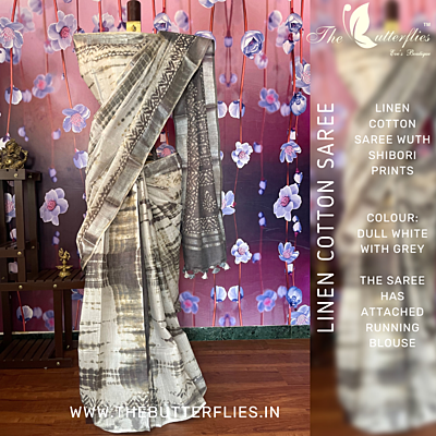 Linen Cotton Saree with trendy Bhatik Prints YBRSLCS19969