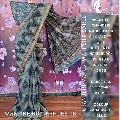 chanderi maheshwari silk saree ssgscds22577