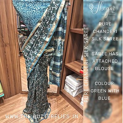 PURE CHANDERI SILK SAREE ssgSCDS22574