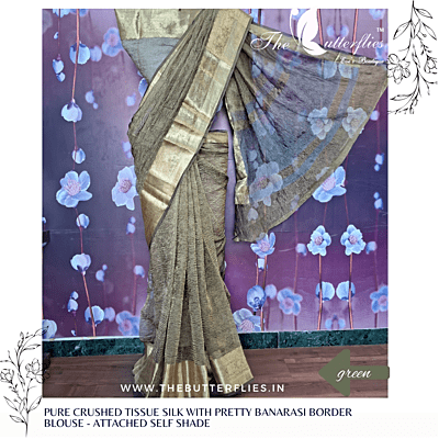 PURE CRUSHED TISSUE SILK SAREE USTSTES23182