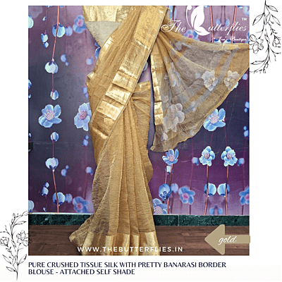 PURE CRUSHED TISSUE SILK SAREE USTSTES23187