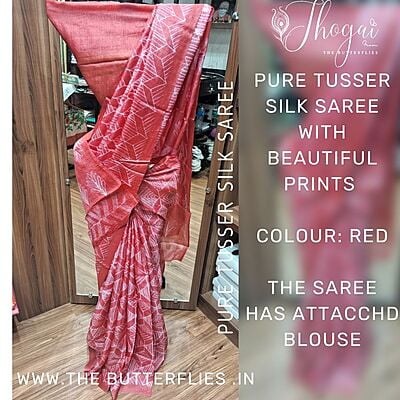 PURE TUSSER SILK SAREE ssgSTUS22506