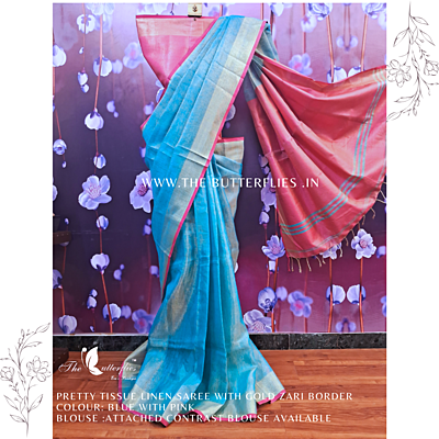 TISSUE LINEN SILK SAREE MAYSTES22958
