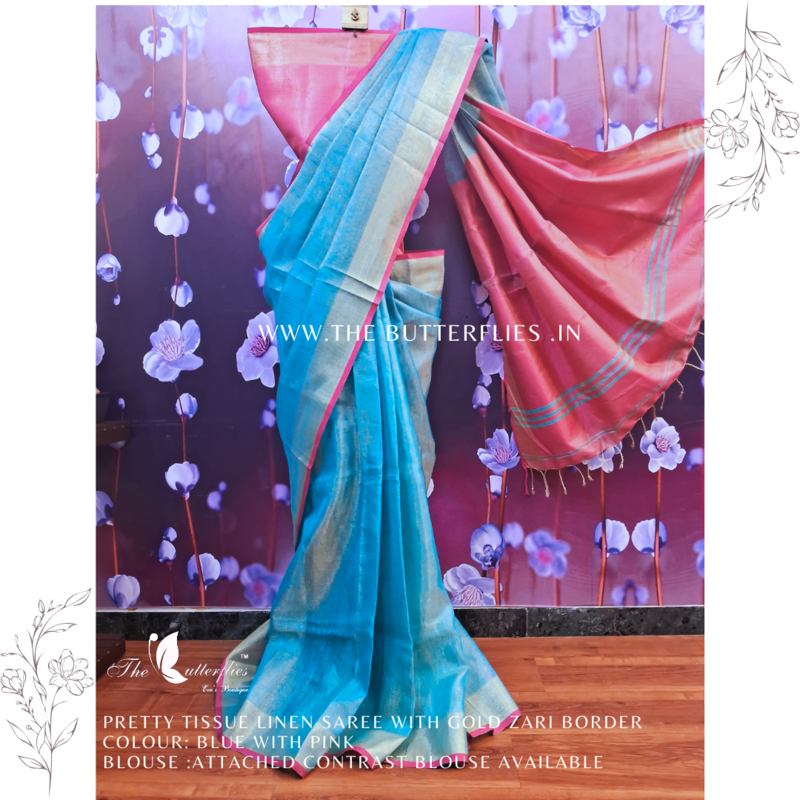 TISSUE LINEN SILK SAREE MAYSTES22958