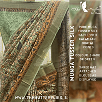 Munga Tusser silk saree with Kalamkari Prints YBRSTUS21301