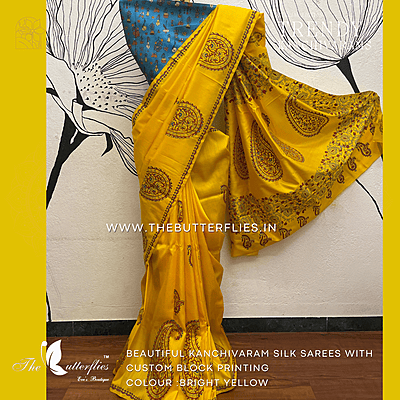 HAND PAINTED PURE KANCHIVARAM SOFT SILK SAREE  CUSSSIL23640
