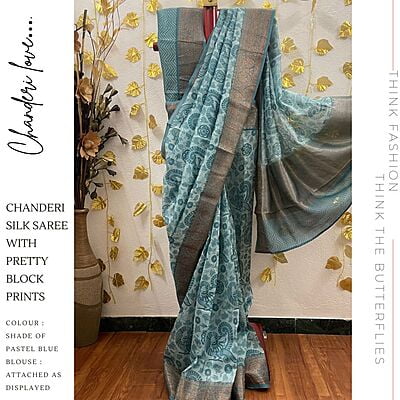 PURE CHANDERI SILK SAREE KCVSCDS22147