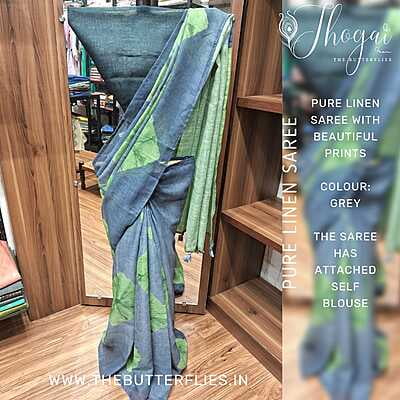 PURE  LINEN SAREE JSHSLIN22537